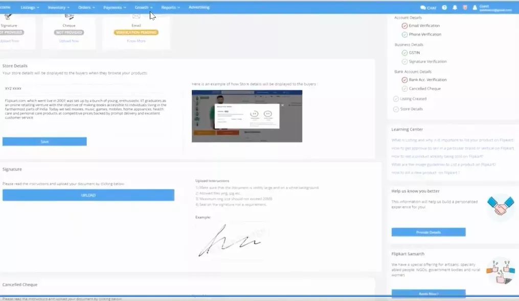 Complete  Flipkart Seller account