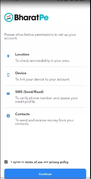 Permissions to setup account