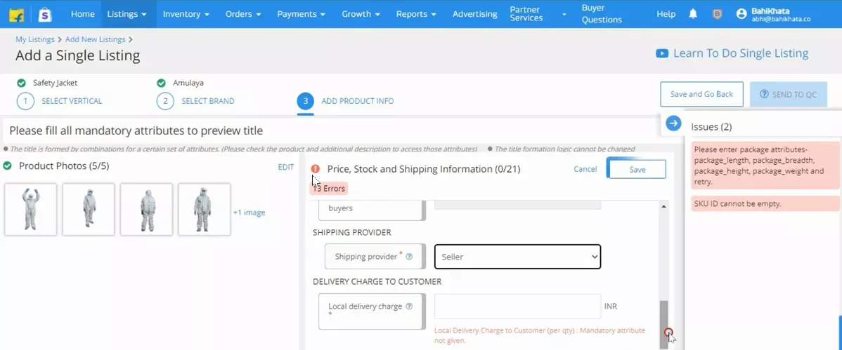 shipping Provider and delivery charge to the customer