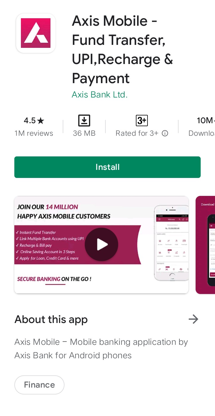 Open Axis Bank Mobile App