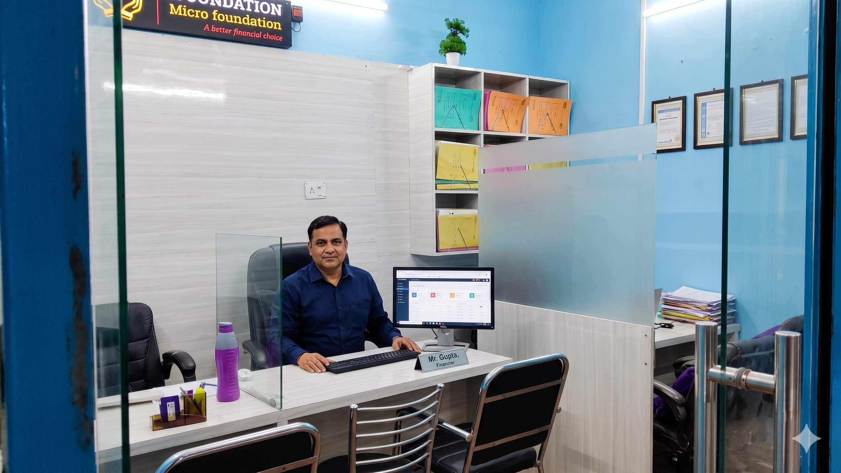 Ujjwal Agarwal, private financer in Dhampur, at work
